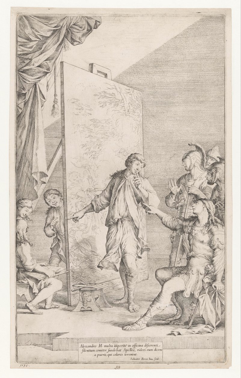 Alexandra Velikého v ateliéru Apelles od Salvator Rosa