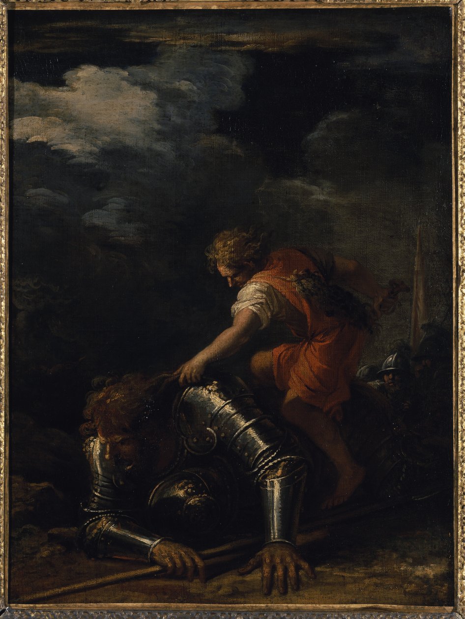 David a Goliáš (olej na plátně) od Salvator Rosa
