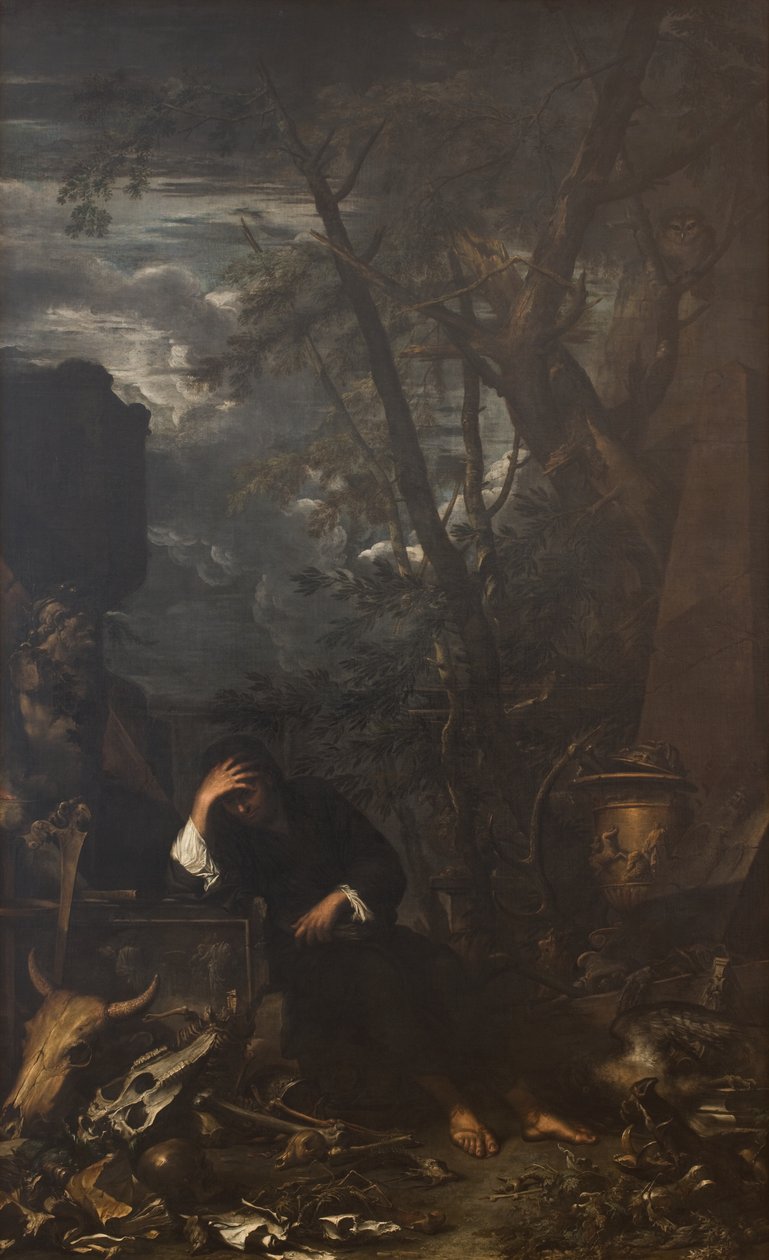 Démokritos v meditaci od Salvator Rosa