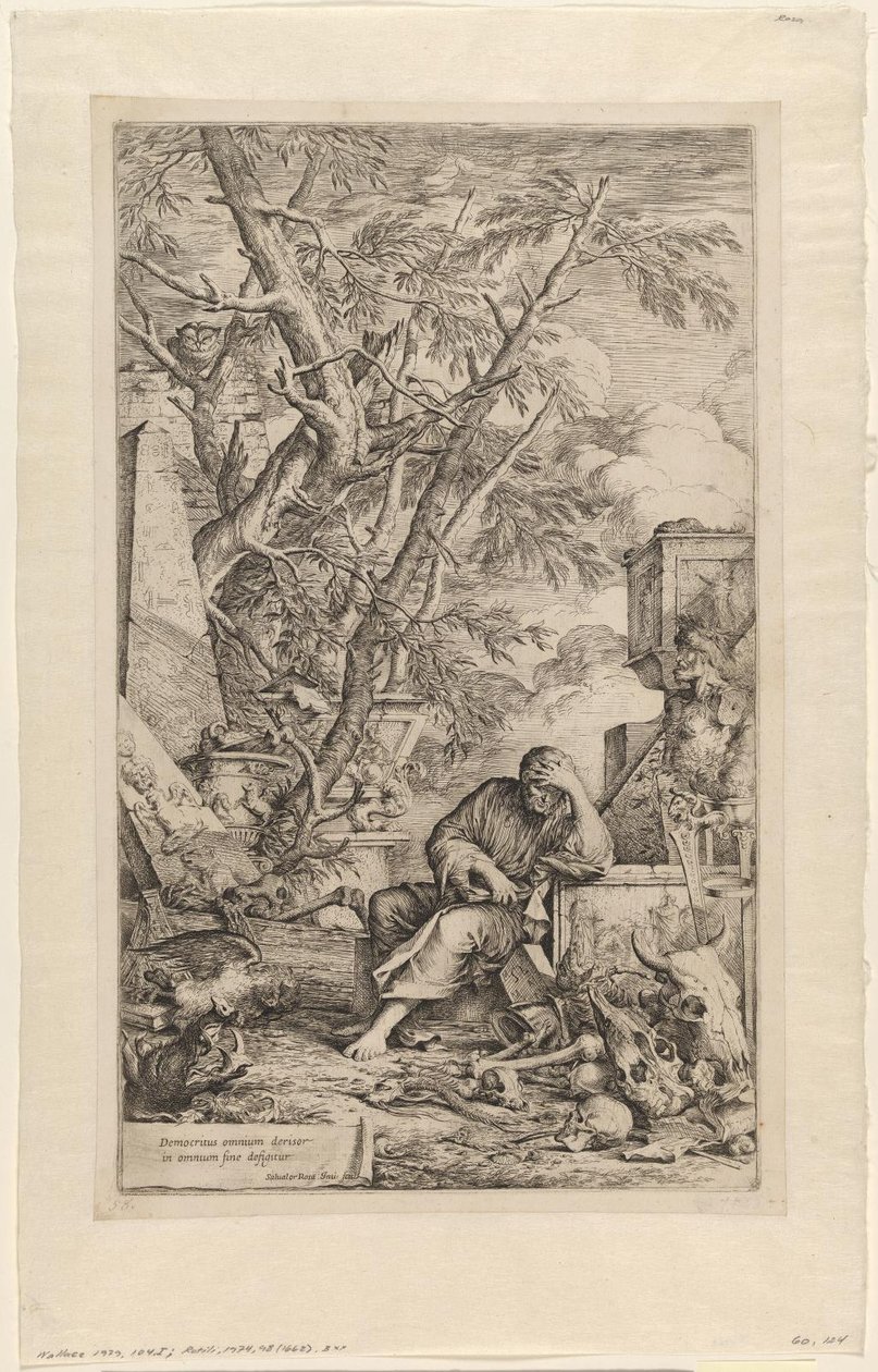 Démokritos v meditaci od Salvator Rosa