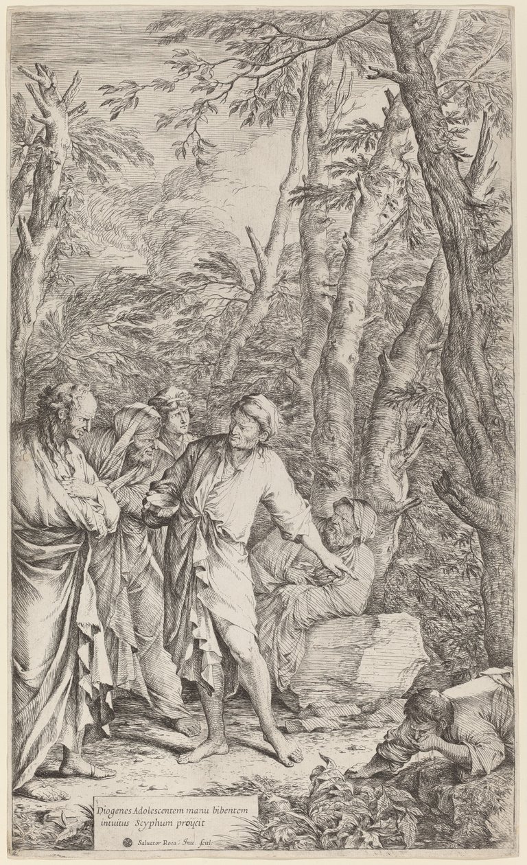 Diogenes odhazuje svou misku od Salvator Rosa