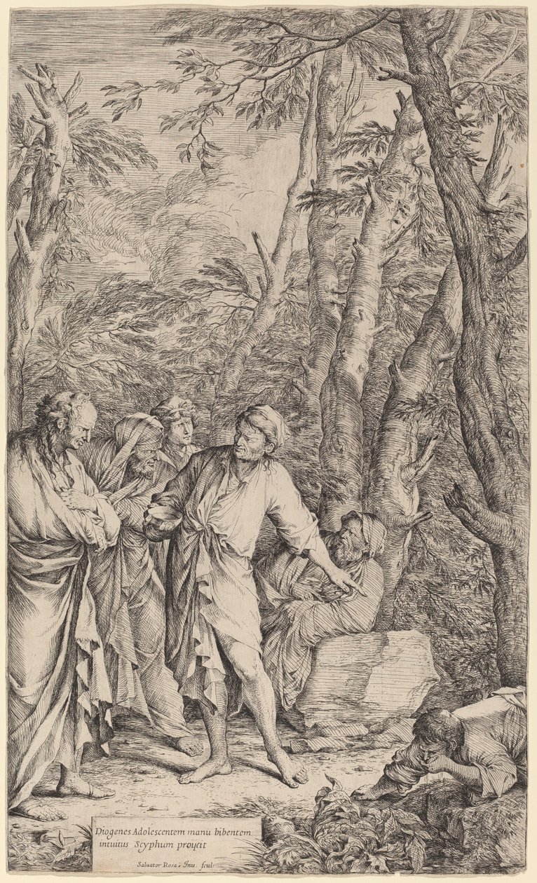 Diogenes odhazuje svou misku od Salvator Rosa