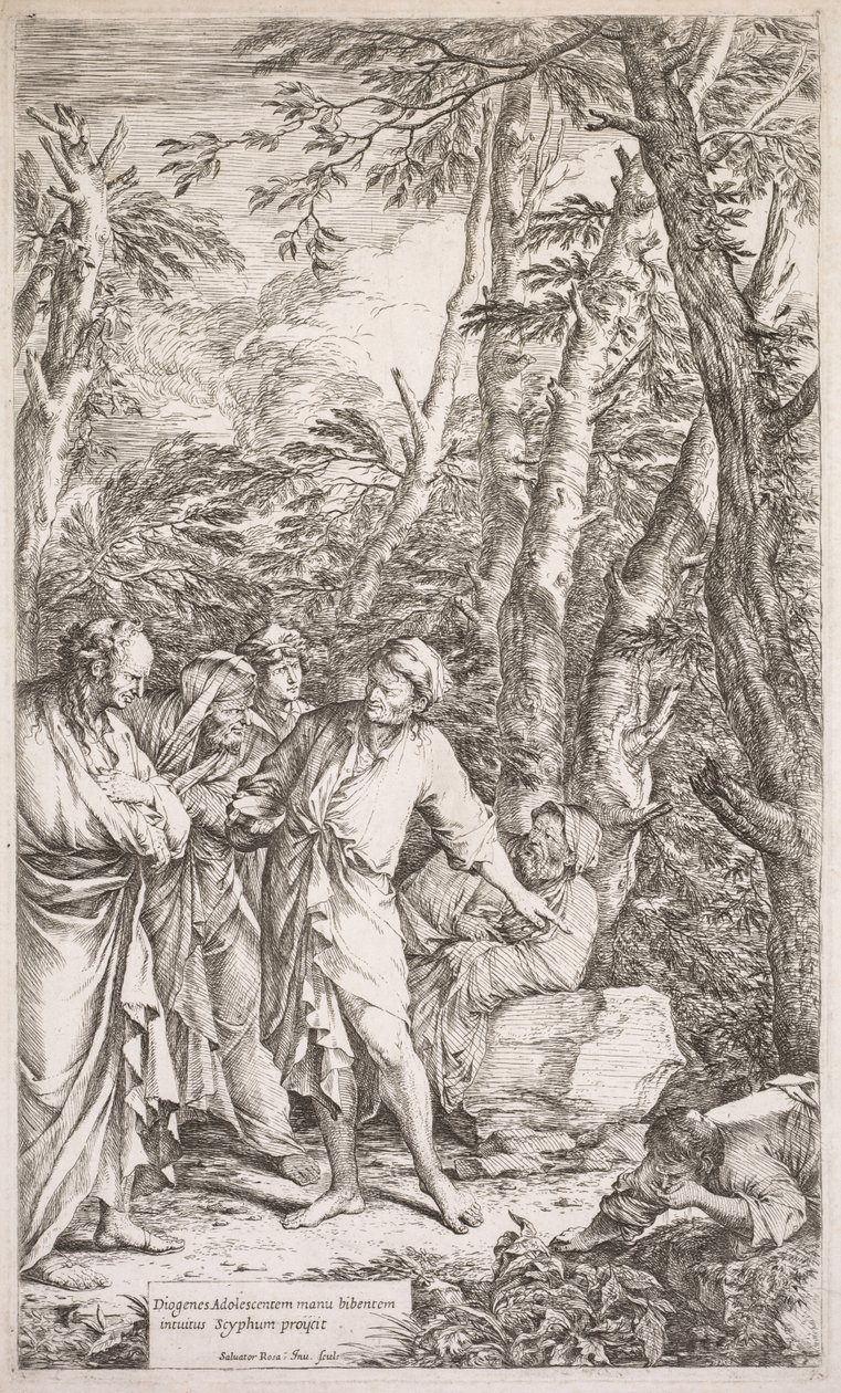 Diogenes a jeho pohár od Salvator Rosa