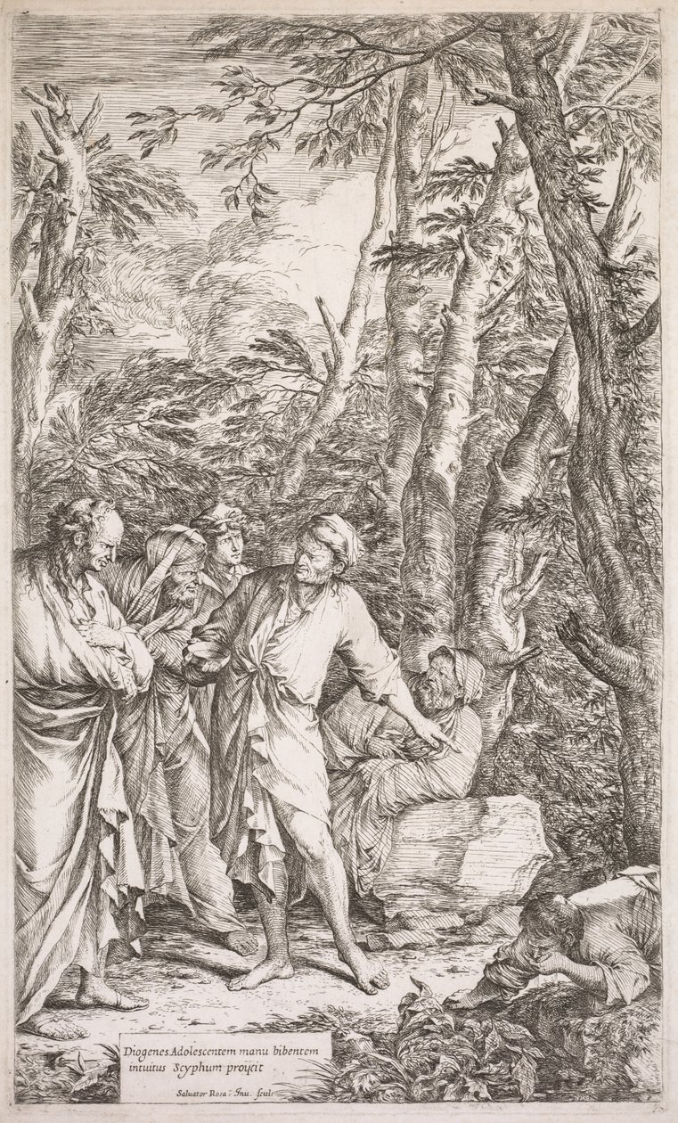 Diogenes a jeho pohár, 1662. od Salvator Rosa