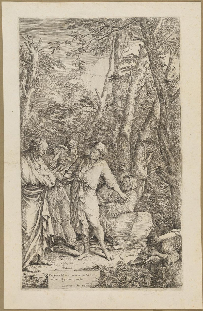 Diogenes odhazuje misku od Salvator Rosa