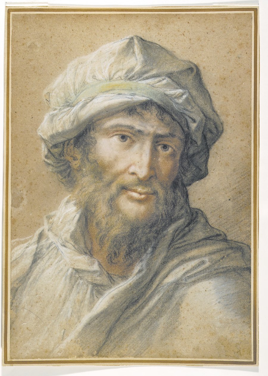 Hlava vousatého muže v turbanu od Salvator Rosa