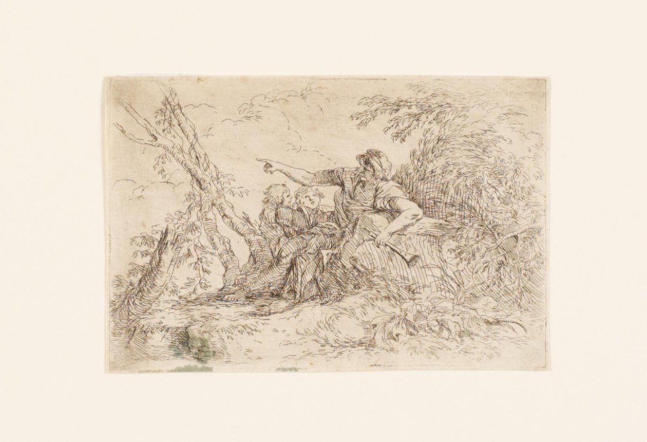 Pastýř a dvě děti v krajině od Salvator Rosa