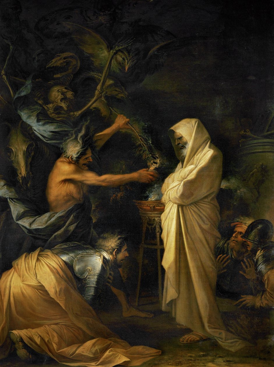 Stín Samuela, který se zjevil Saulovi v Pýthóře Endorské... od Salvator Rosa
