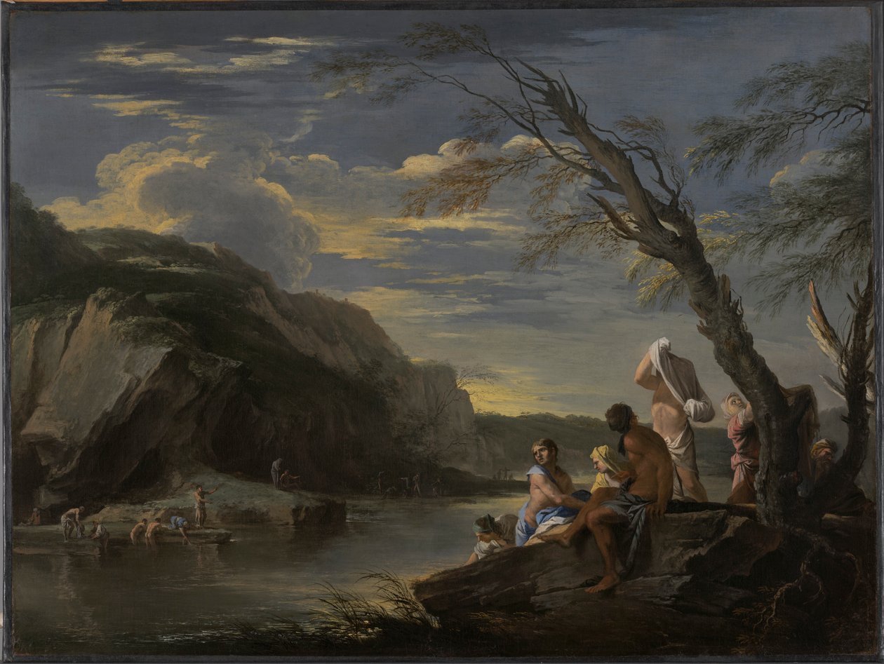 Krajina s koupajícími se od Salvator Rosa