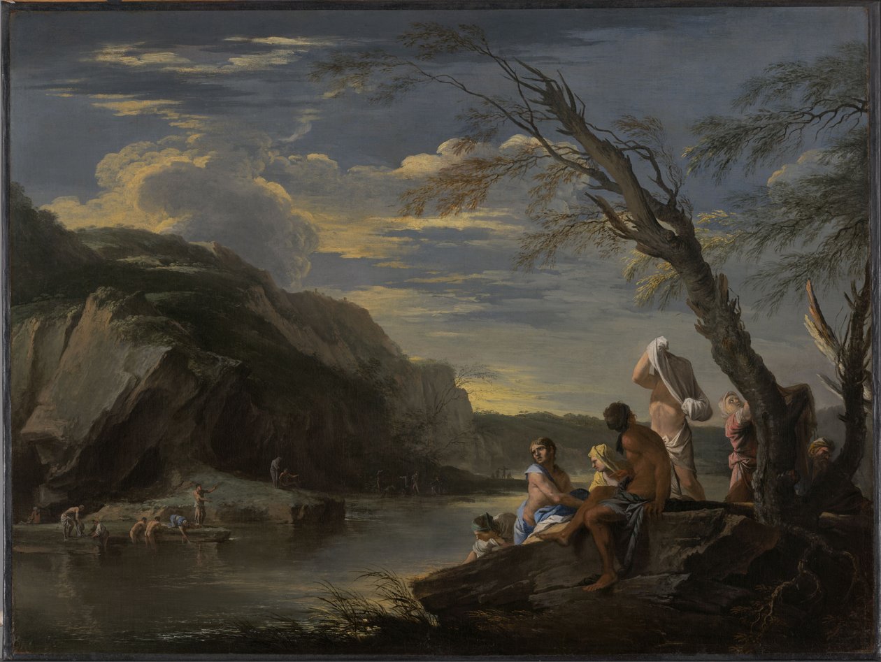 Krajina s koupajícími se od Salvator Rosa