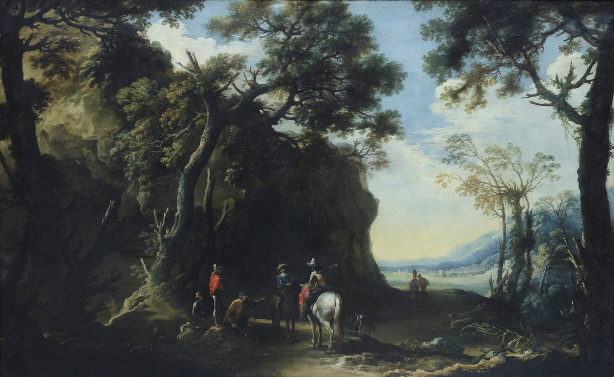 Krajina s pocestnými, kteří se ptají na cestu, asi 1641 (olej na plátně) od Salvator Rosa