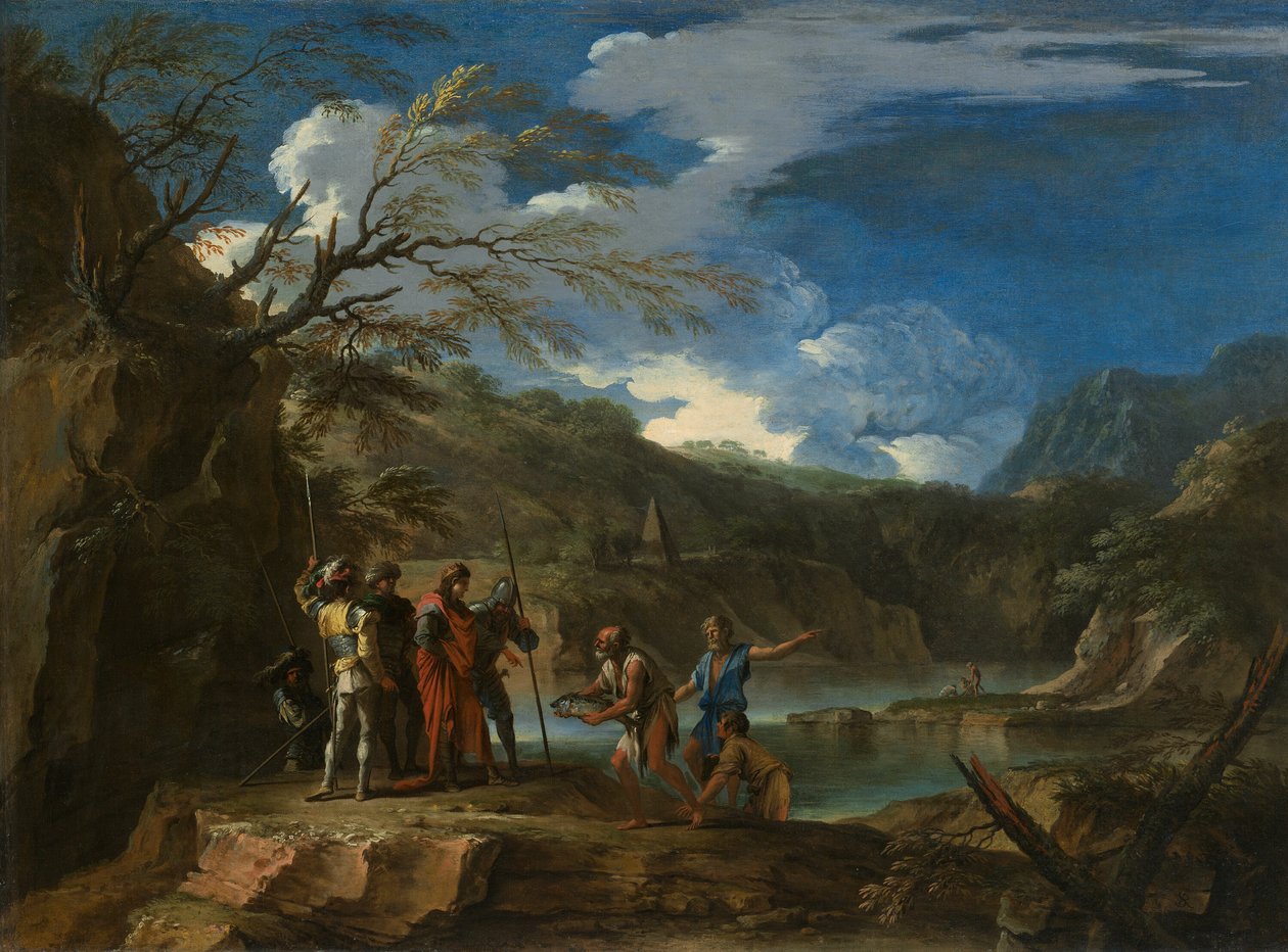 Polykratés a rybář od Salvator Rosa
