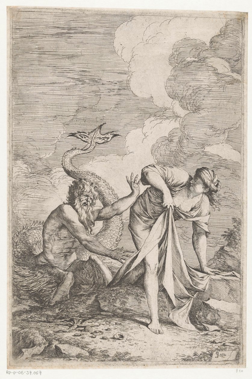 Scylla prchá před Glaukem od Salvator Rosa