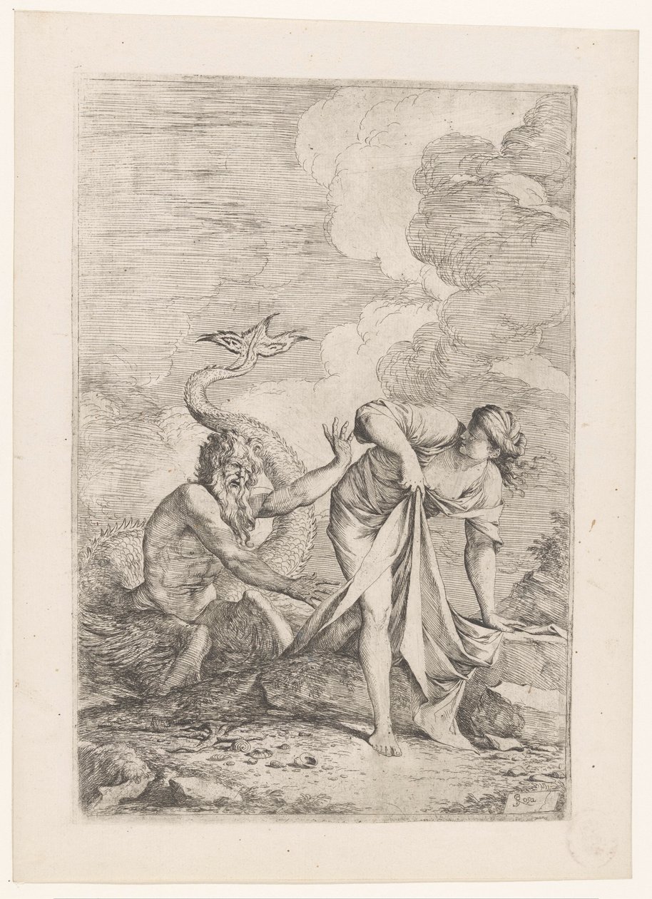 Scylla prchá před Glaukem od Salvator Rosa