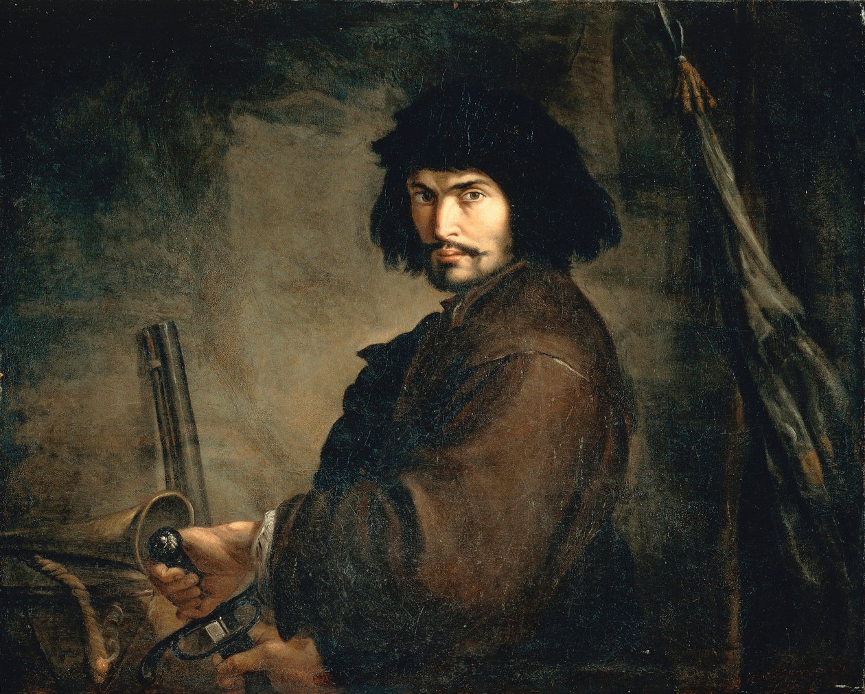 Autoportrét oblečený jako válečník, Salvator Rosa (1615-1673), olej na plátně, 94x107 cm od Salvator Rosa