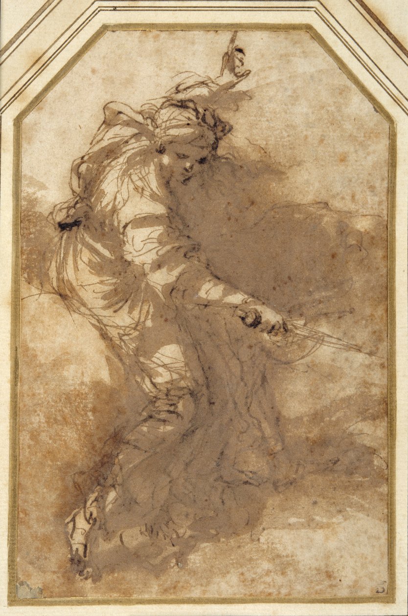 Studie na „Alegorii spravedlnosti“ (inkoust s praním na papíře) od Salvator Rosa