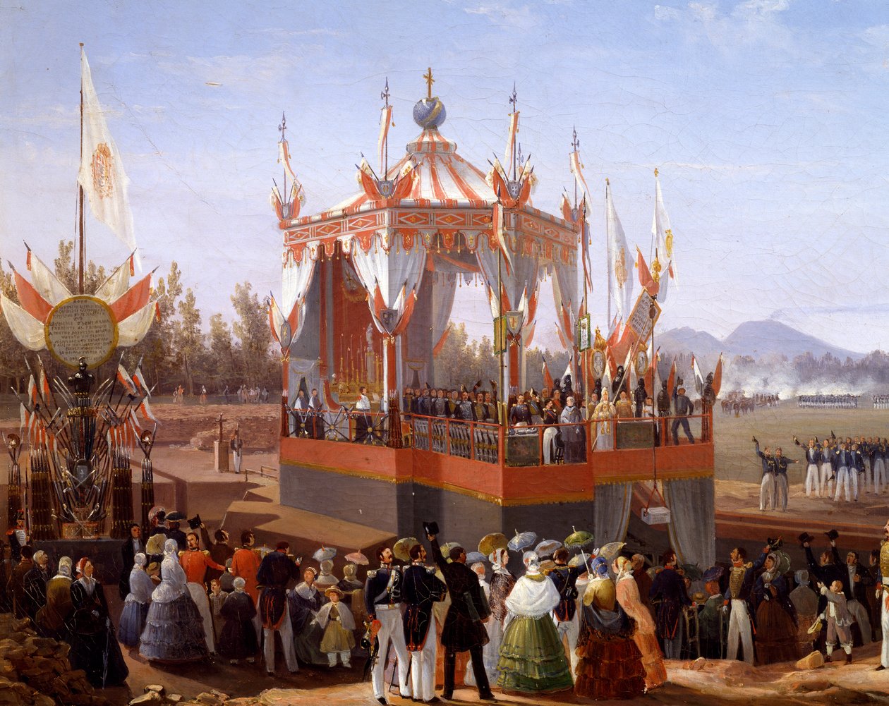 Francis I a Maria Isabella se účastní oficiálního ceremoniálu v Arsenal of Neapol, Salvatore Fergola (1799-1874), Detail, Itálie od Salvatore Fergola