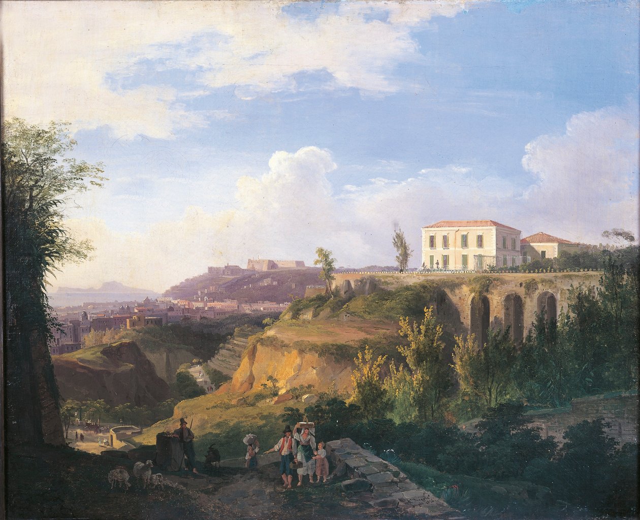 Itálie, Neapol, pohled na usedlost Villa Ruffo v Capodimonte od Salvatore Fergola