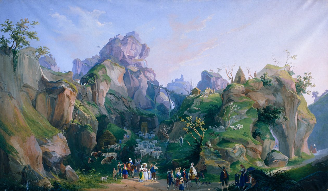 Královský betlém Ferdinanda II od Salvatore Fergola (1799-1874), královský palác Caserta od Salvatore Fergola