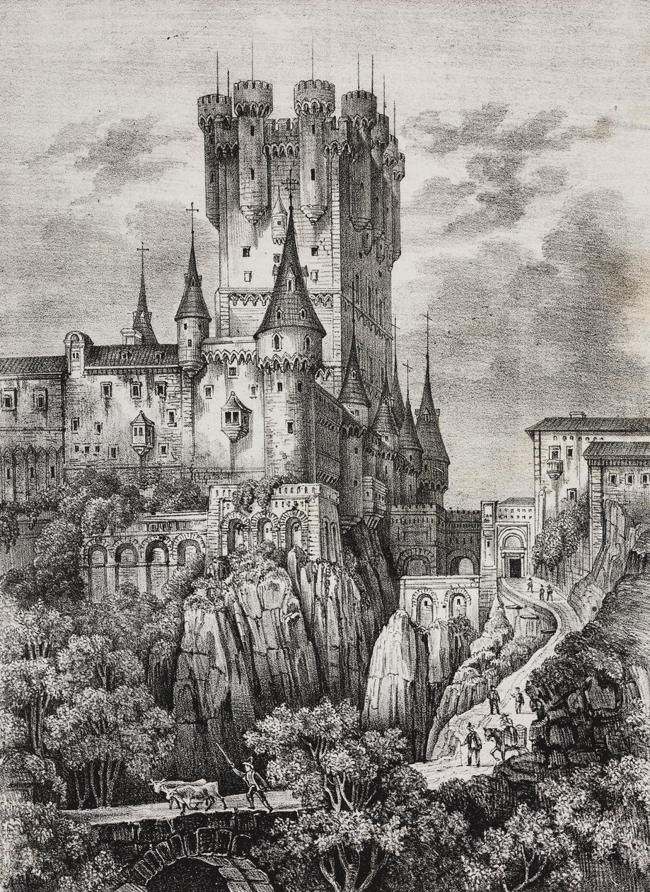 Alcazar of Segovia, Španělsko, litografie Salvatore Puglia z Poliorama Pittoresco, č. 36, 12. dubna od Salvatore Puglia