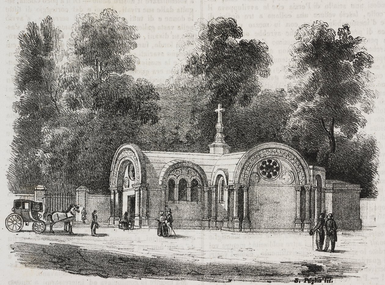 Chapel Royal of Saint Ferdinand, Sablonville, Francie, litografie Salvatore Puglia z Poliorama Pittoresco, n 13, 4. listopadu od Salvatore Puglia