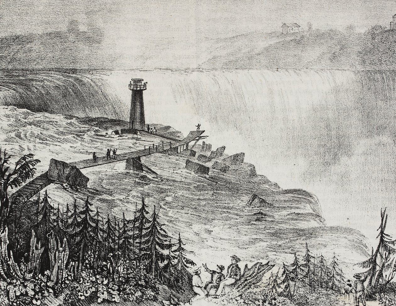 Vodopád Horseshoe, Ontario, Kanada, litografie Salvatore Puglia z Poliorama Pittoresco, n 6, 17. září od Salvatore Puglia