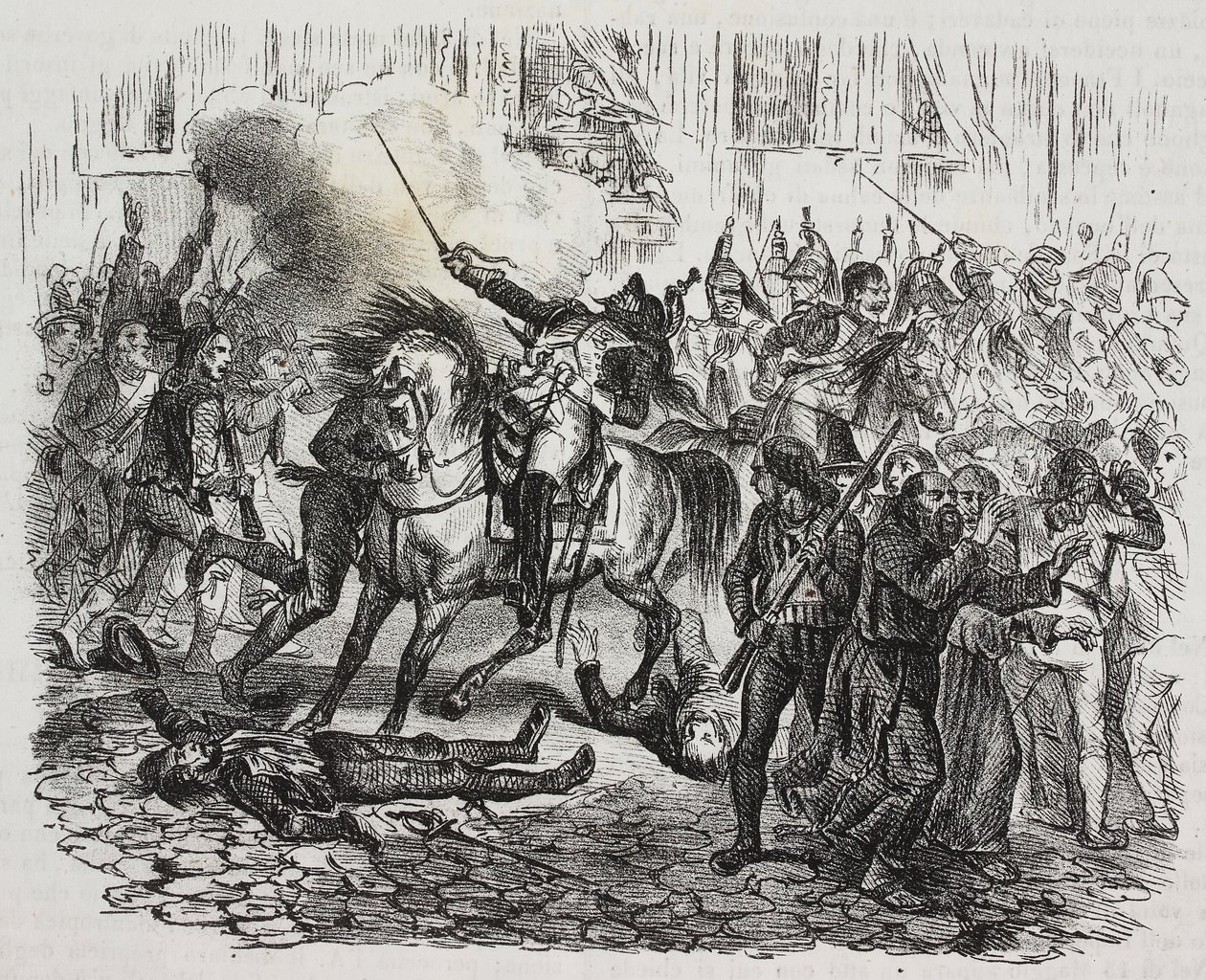 Povstání v Madridu, litografie Salvatore Puglia z Dějiny Napoleona od Cesare Malpicy (1804-1848) z Poliorama Pittoresco, n 47, 1. července od Salvatore Puglia