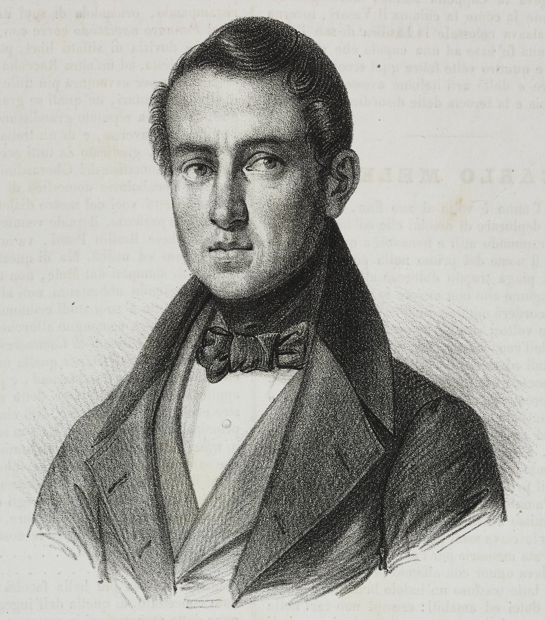 Portrét Carlo Mele (1792-1841), litografie od Salvatore Puglia z Poliorama Pittoresco, n 15, 20. listopadu od Salvatore Puglia