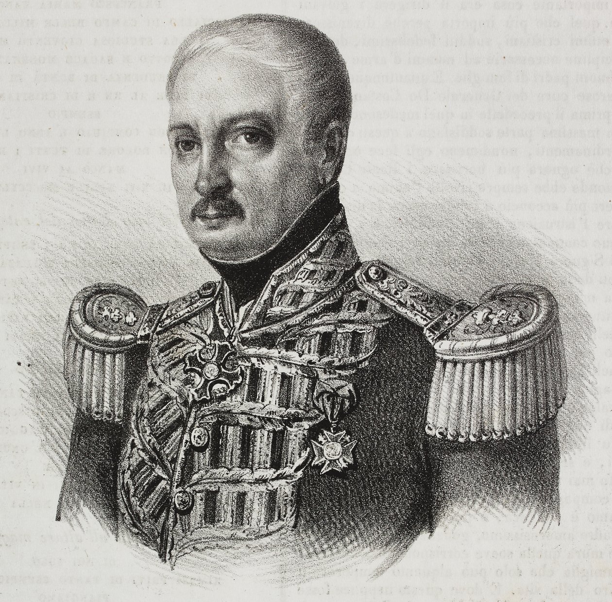 Portrét maršála Francesca Maria Tanchiho (1773-1843), litografie od Salvatore Puglia z Poliorama Pittoresco, n 46, 24. června od Salvatore Puglia
