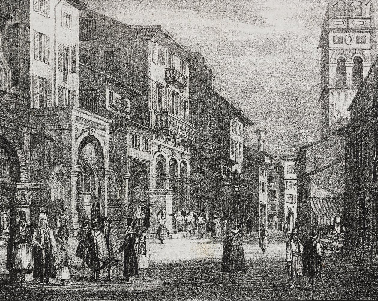 Royal Road, Korfu, Řecko, litografie Salvatore Puglia z Poliorama Pittoresco, n 23, 11. ledna od Salvatore Puglia