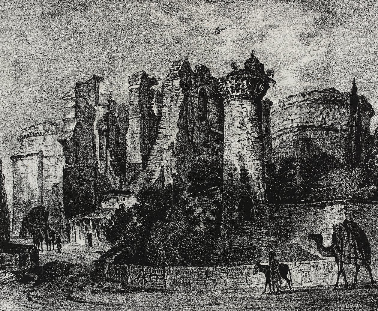 Ruiny kostela svatého Jana v Pergamonu, Turecko, litografie Salvatore Puglia z Poliorama Pittoresco, n 13, 5. listopadu od Salvatore Puglia