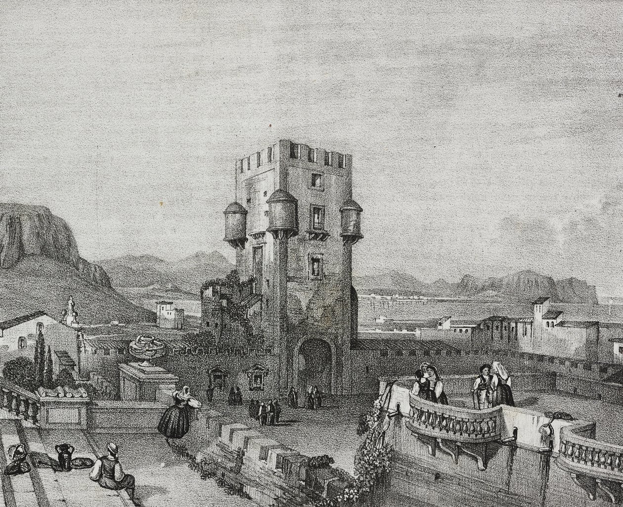 Vila prince z Butera v Bagheria, Palermo, Sicílie, litografie Salvatore Puglia z Poliorama Pittoresco, n 3, 28. srpna od Salvatore Puglia