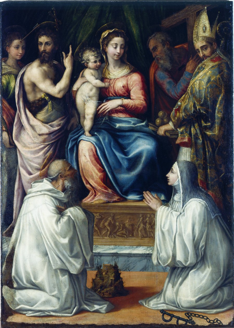 Panna se svatými Kristýnou z Bolseny, Janem Křtitelem, Filipem, Mikulášem…, 1540. od Salviati