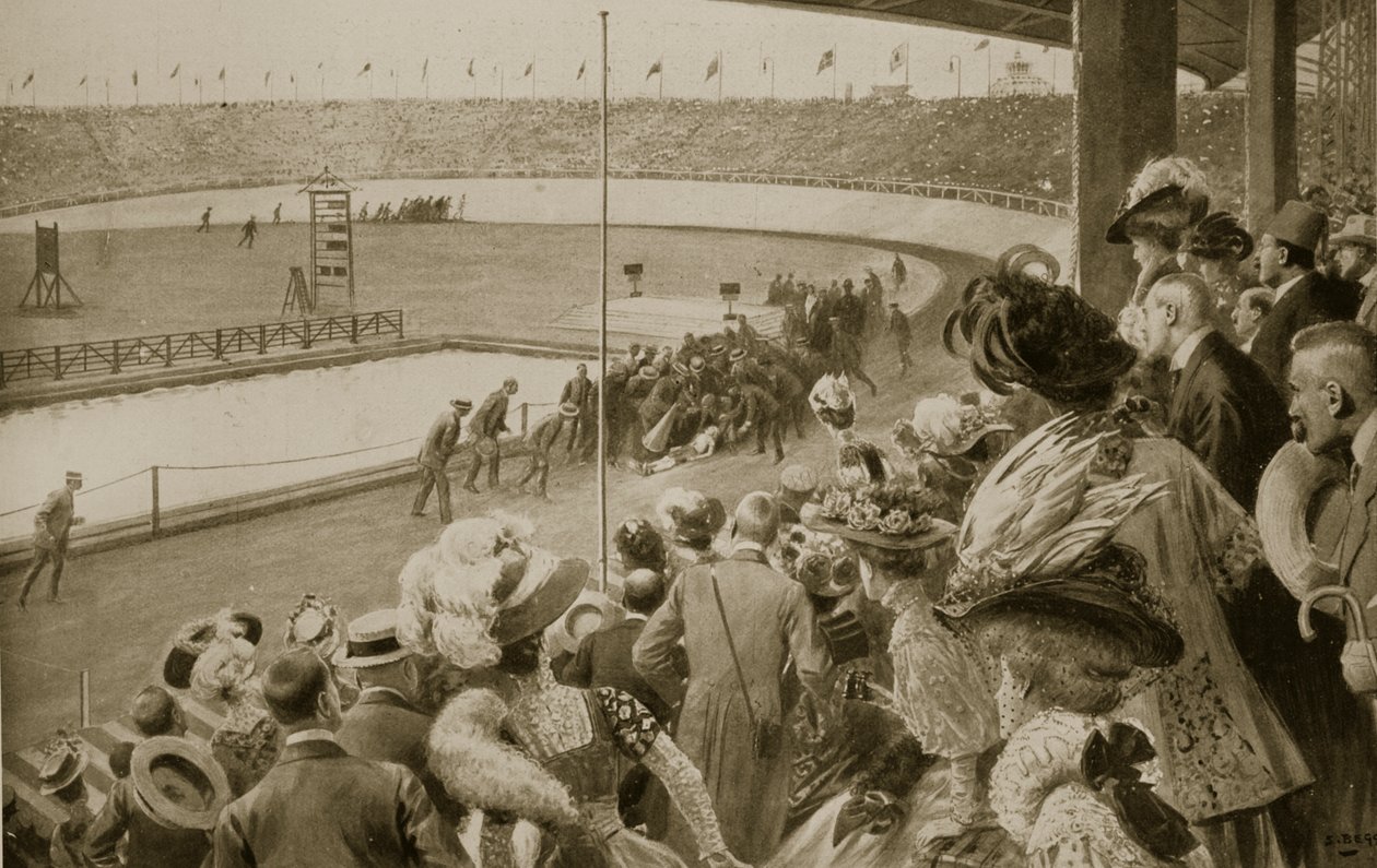 Finiš maratonského závodu, olympijské hry, 1908 od Samuel Begg
