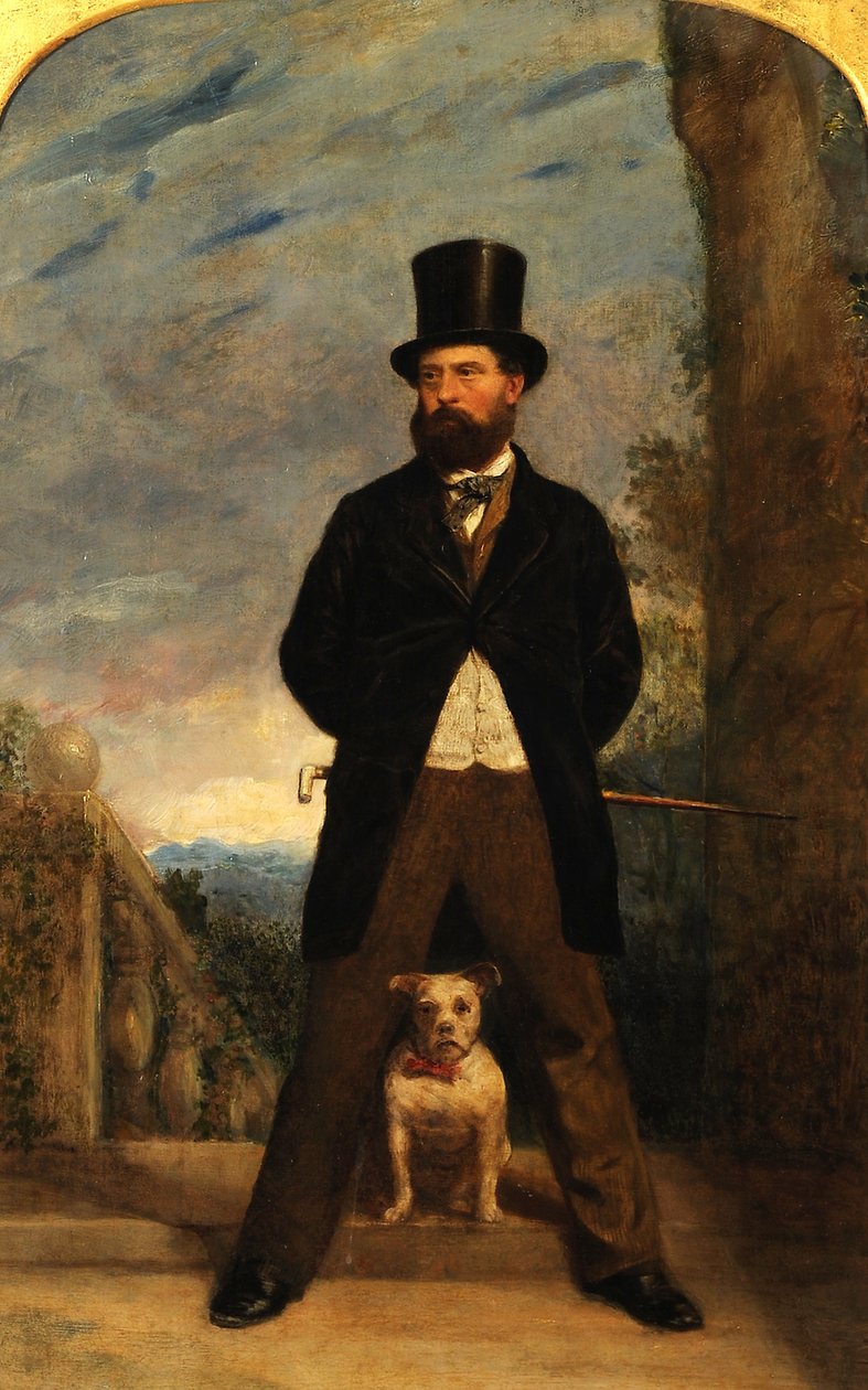 Autoportrét s jeho psem, Madame Sacchi, c.1866 od Samuel Bough