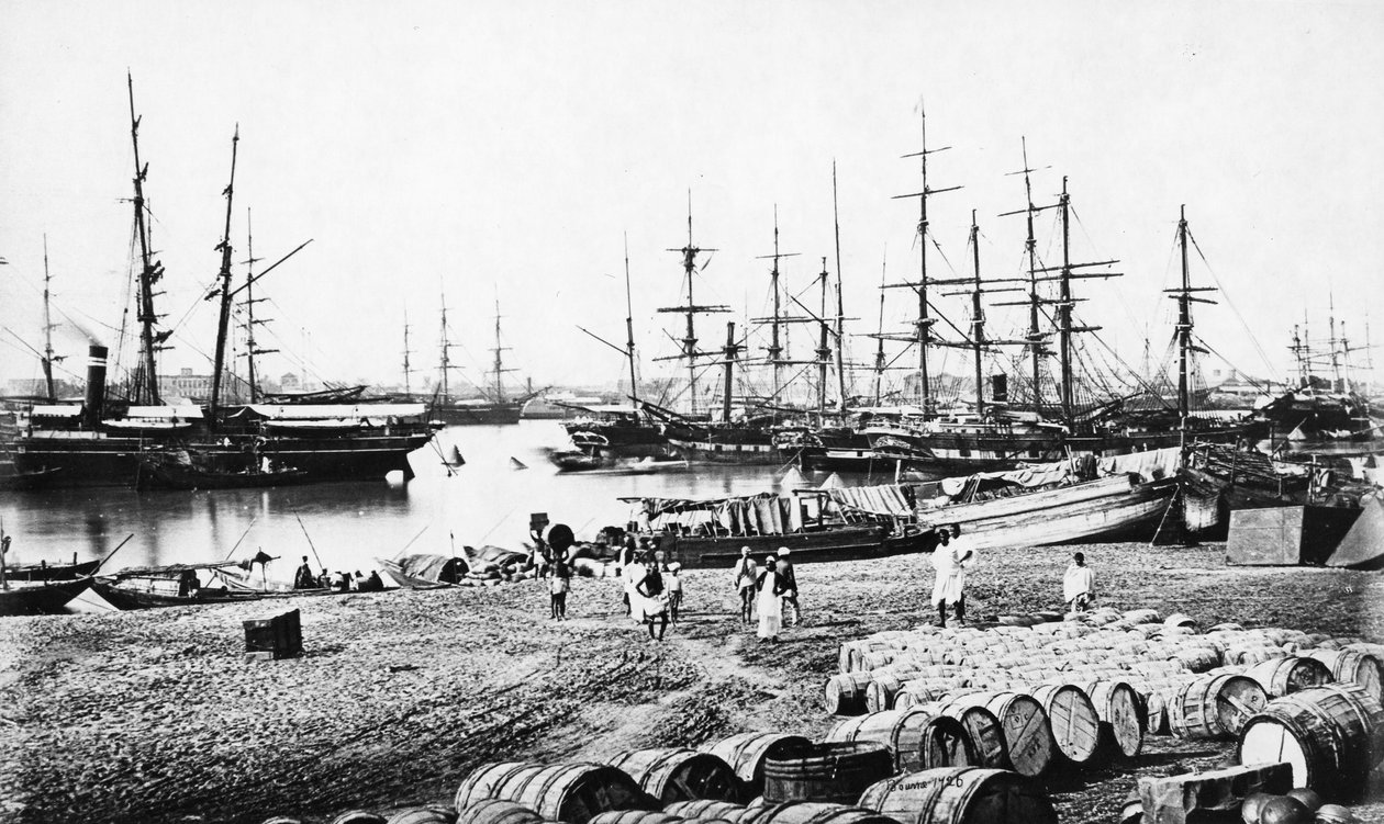 Doky v Kalkatě, kolem roku 1865 od Samuel Bourne