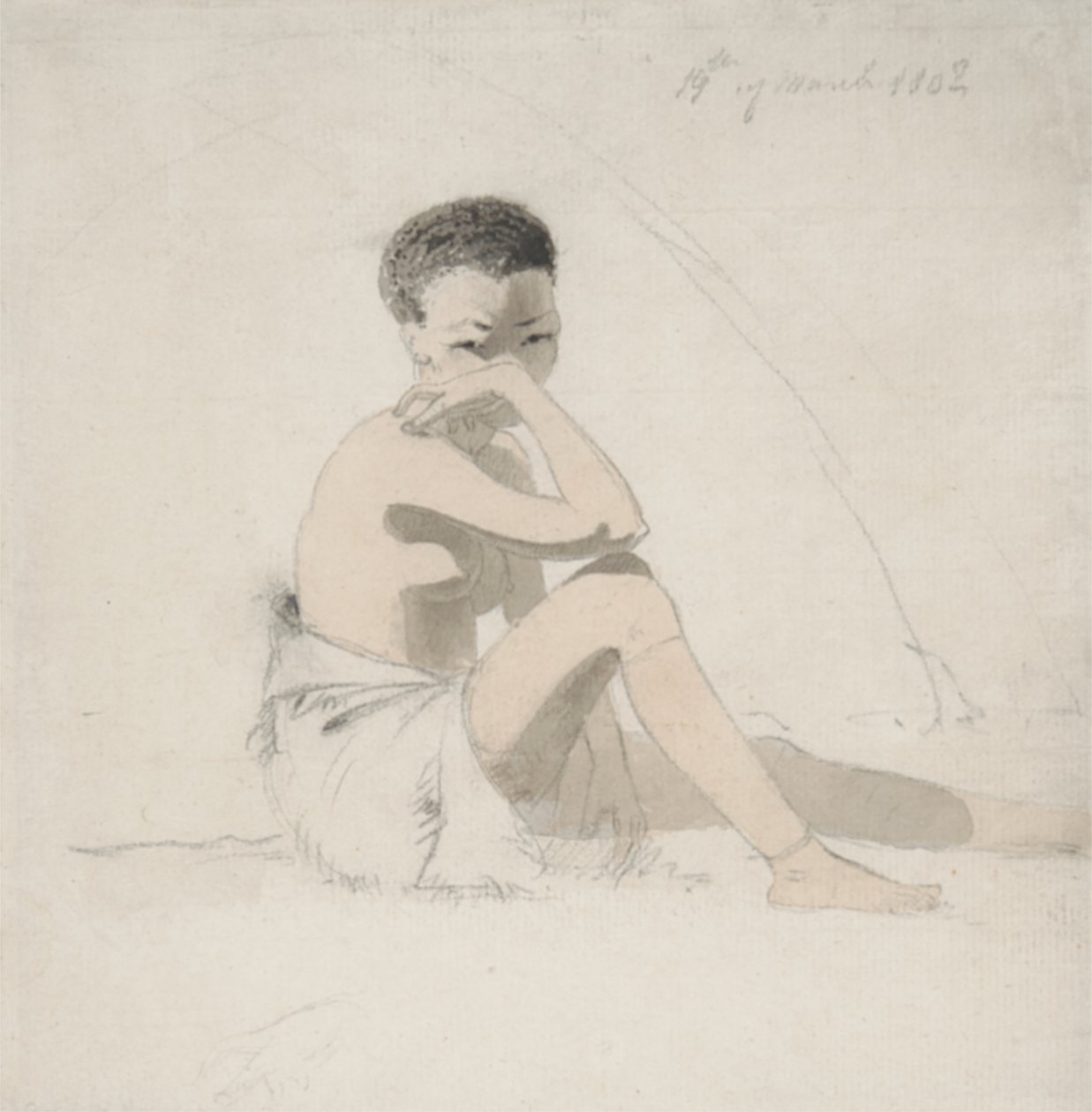 Korah Girl Seated, 1802 (wc a grafit na papíře) od Samuel Daniell