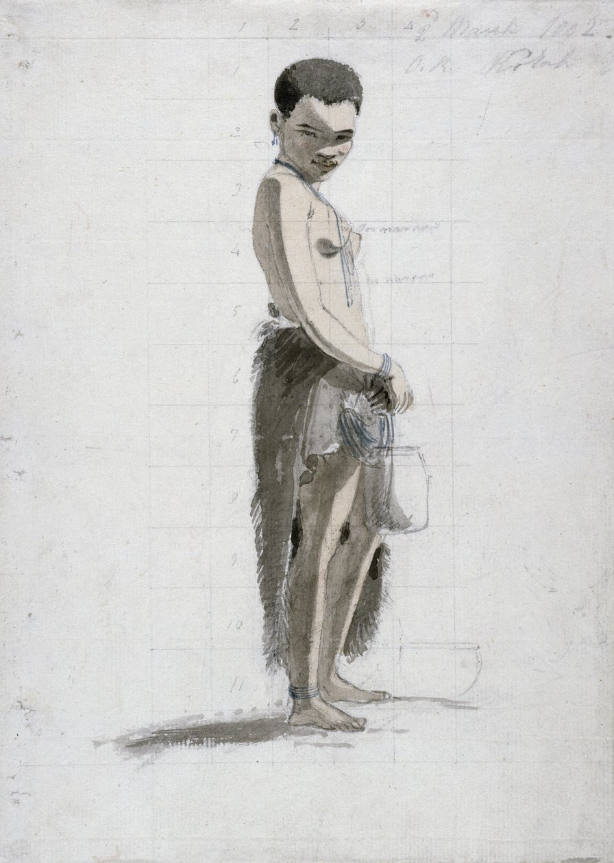 Korah Dívka se džbánem, 1802 (čb a grafit na papíře) od Samuel Daniell