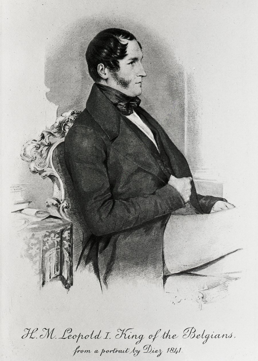 Leopold I., král Belgičanů, po portrétu z roku 1840 od Samuel Diez