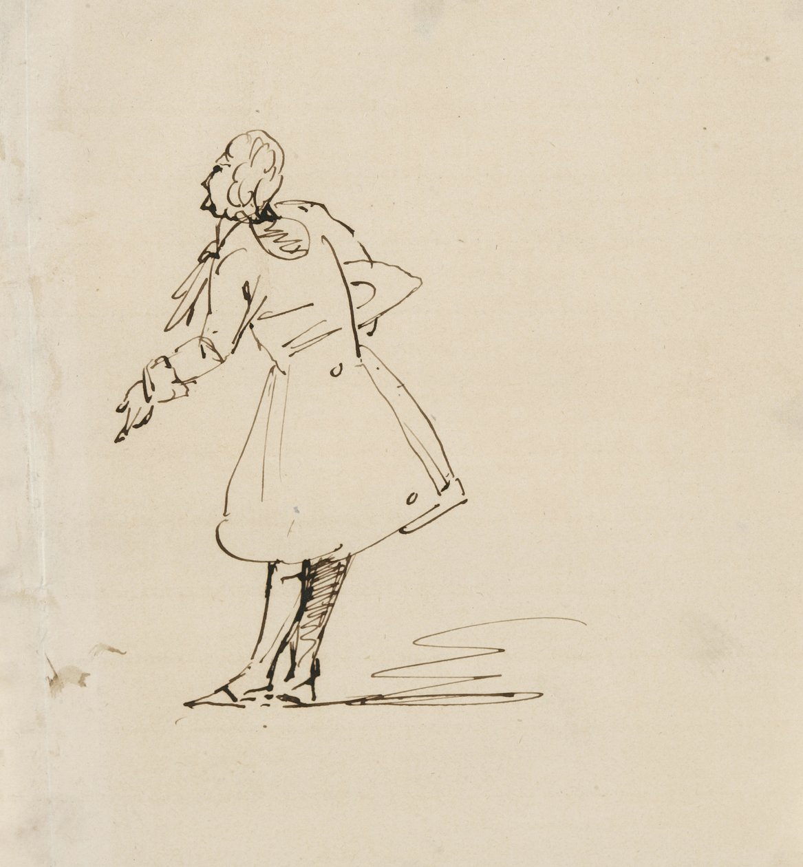 Náčrt muže uklánějícího se, 1840-42 (pero a tmavě hnědý inkoust na krémově tkaném papíře) od Samuel Finley Breese Morse
