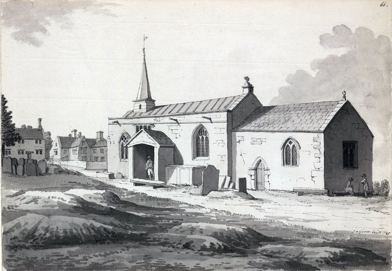 Whittington Church poblíž Chesterfield od Samuel Hieronymous Grimm