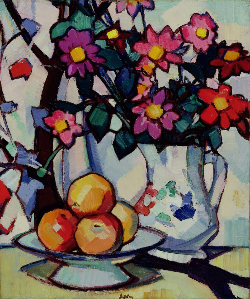 Zátiší z jiřinek a ovoce, cca 1910-12 od Samuel John Peploe