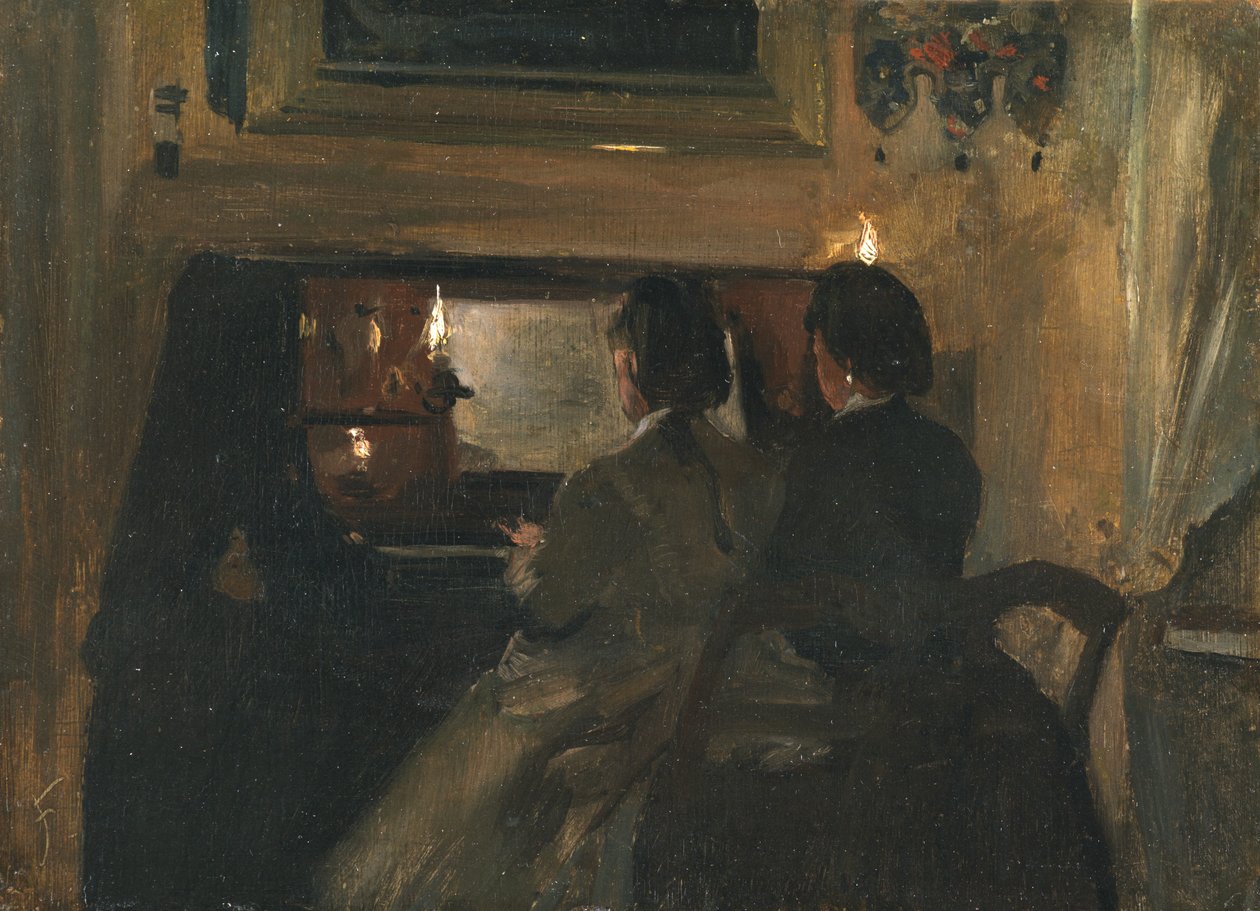 Duet (olej na papíře položeném na desce) od Samuel Luke Fildes
