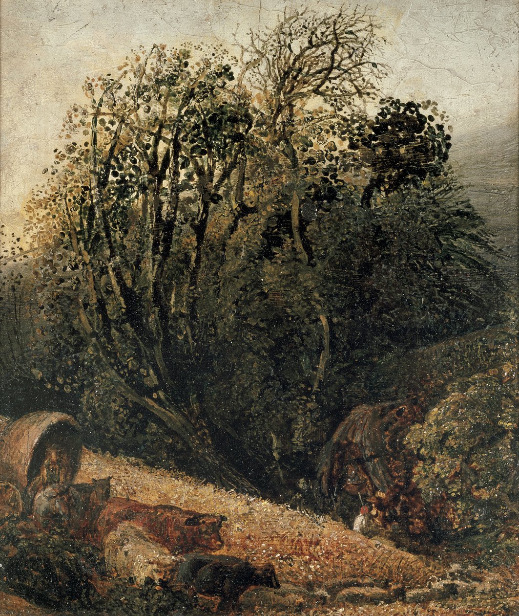 Kukuřičné pole ohraničené stromy, 19. století od Samuel Palmer