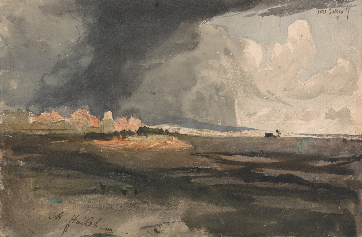 V Hailshamu, Sussexu- blížící se bouře od Samuel Palmer