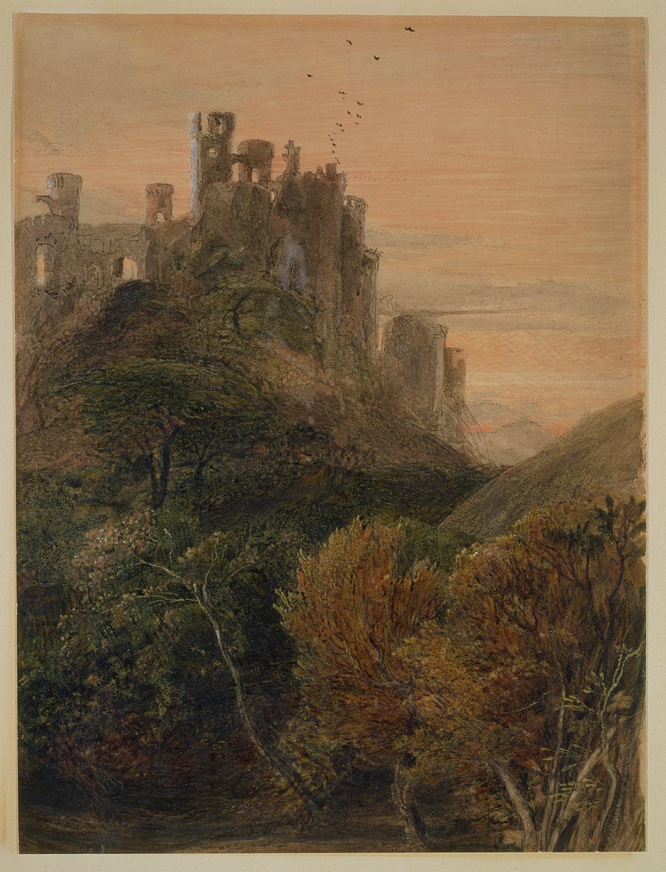 Začarovaný hrad (wc a kvaš na papíře) od Samuel Palmer