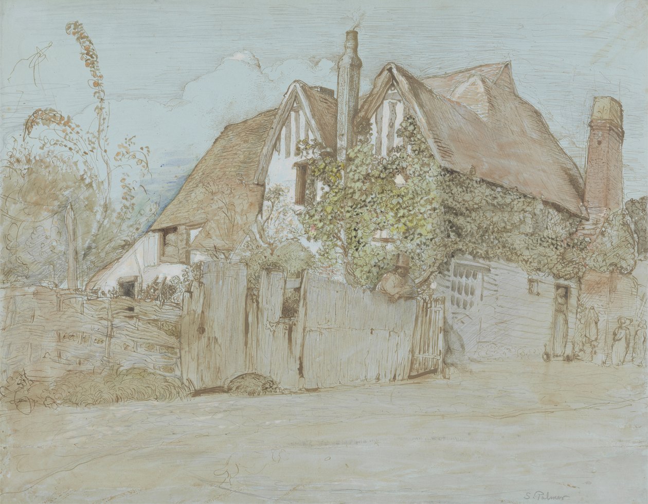 Ivy Cottage, Shoreham (wc, kvaš s perem a inkoustem na papíře) od Samuel Palmer