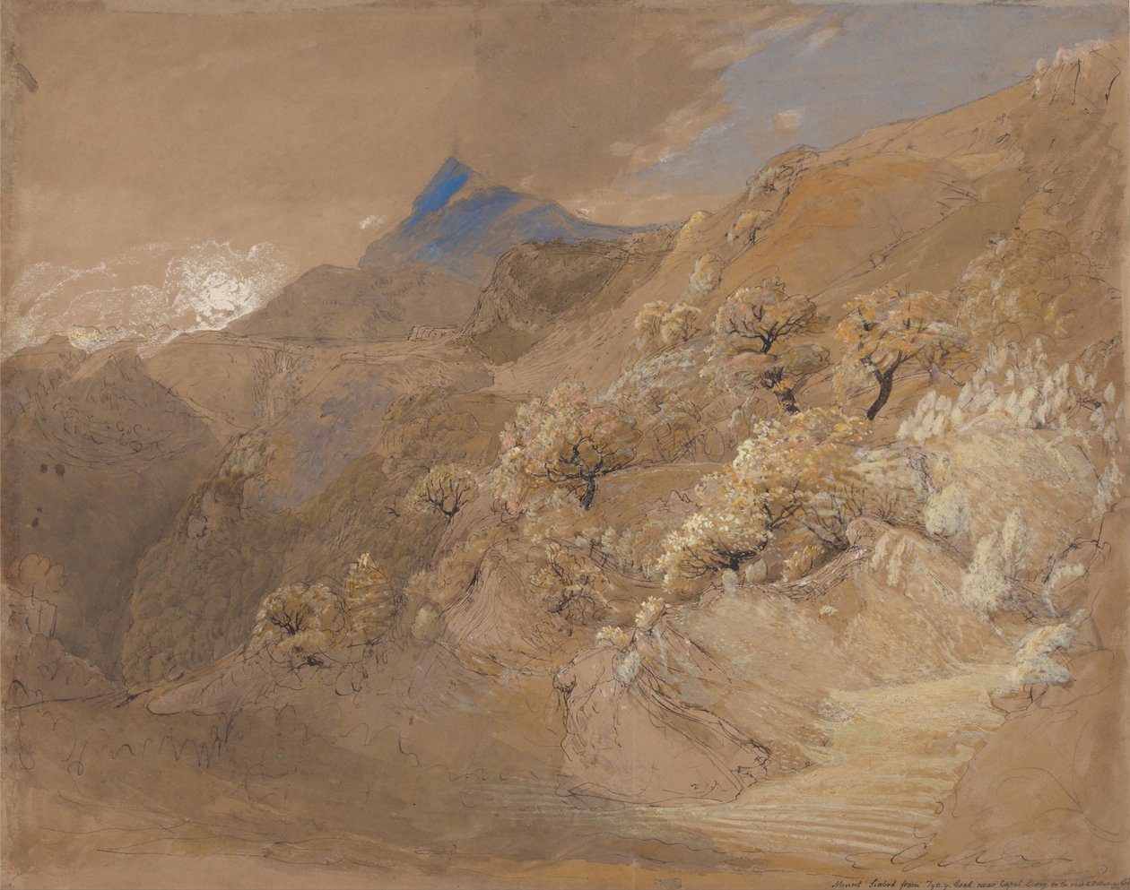 Mount Siabod z Tyn-y-Coed poblíž Capel Curig od Samuel Palmer