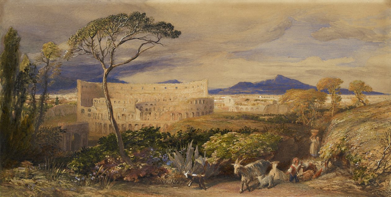 Colosseum a Alban Mount (wc a kvaš přes tužku, křídu a inkoust) od Samuel Palmer