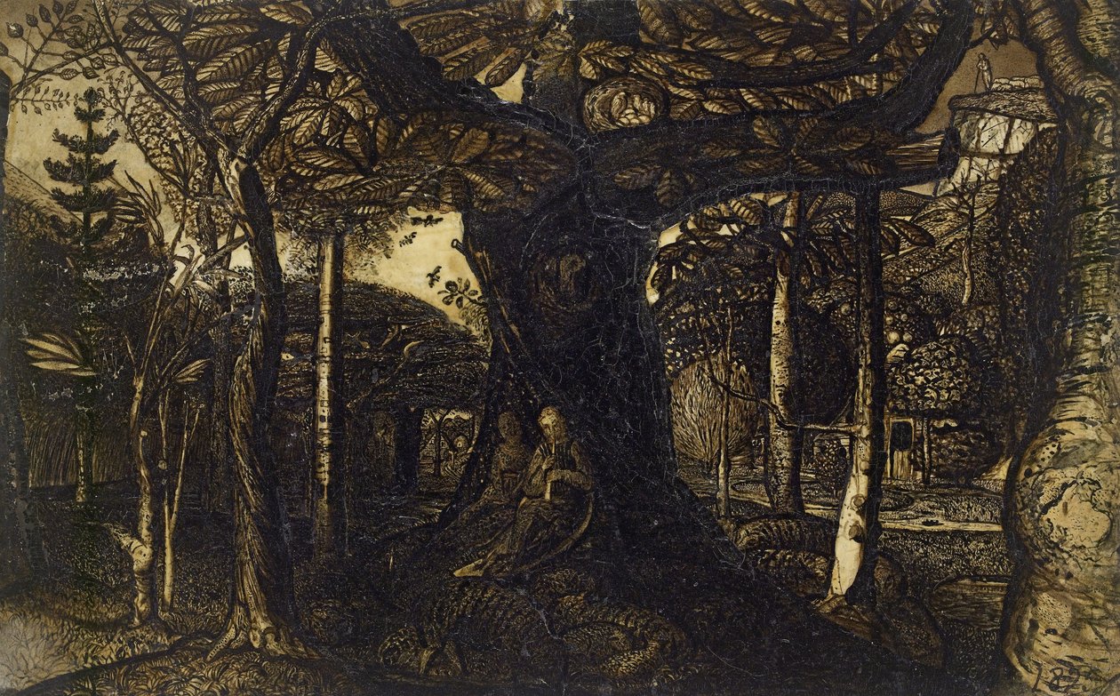 The Skirts of a Wood, 1825 (pero a štětec v sépiové barvě) od Samuel Palmer